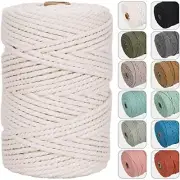 Macrame Cord Cotton Rope for Wall Hanging, Plant 4mm 109yards Natural Color