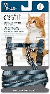 Catit Nylon Adjustable Cat Harness and Lead Set, Blue, Medium