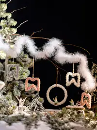 在飛比找松果購物優惠-掬涵羽毛燈帶裝飾品聖誕樹掛飾鴕鳥毛掛件LED發光節日派對浪漫
