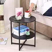 Coffee Table Side Table Simple Small Coffee Table Round Table Nordic Sofa Side Table Corner Table Bedroom Bedside Table Small Table Center Table for Living Room Furniture(Noir)