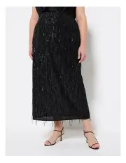 [Commonry] Sylvia Sequin Skirt in Black