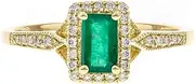 [Gin & Grace] 10K Yellow Gold Natural Zambian Emerald Ring with Natural Diamonds for women | Ethically, authentically & organically sourced Emerald-Shape Emerald hand-crafted jewelry for her | Emerald