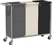 Heybly Laundry Basket,3 x 66.6 L Laundry Separator Hamper with Heavy Duty Rolling Wheels,Laundry Divider Sorter with Removable Bags for Dirty Clothes Storage, 102 x 39 x 84 cm HLH022P03