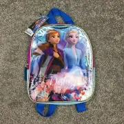 Disney Frozen Lunchbox Bag Girls Blue Elsa Anna Blue Mini Backpack Graphic NWT
