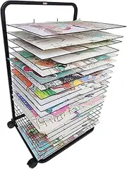 Art Easel Drying Rack, Art Drying Rack with 20 Removable Shelves, Painting Drying Rack with 4 Wheels, Suitable for Classroom, Art Studio, Art Club