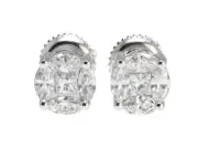 Solitaire Cluster 1/2 ct Genuine Diamond Stud Earrings in 14K Gold (6mm)