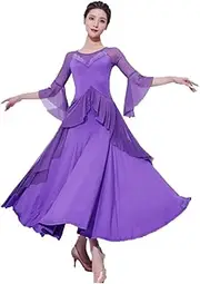 [YHHGDS] Ballroom Dance Dresses for Women Lotus Leaf Waltz Performance Costume Tango Party Dancewear Flamenco Practice Dress