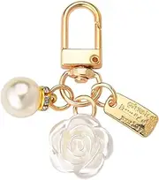 [YangQian] Charm Keychain for Women Girls Bow Heart Rose Keychain Charms Decorations for Bag Purse Backpack Charms Key Chain with Pearl
