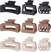 ETHEL Medium Hair Claw Clips,9 pcs Claw Clips,Hair Claws,Claw Clips for Thick Hair,Hair Accessories for Women, Hair Clips Brown (9pc Brown)