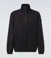 [Moncler] Moncler Cotton-blend half-zip sweatshirt UK 44 blue