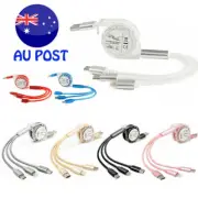 3 in 1 Multi USB Retractable Charger Cable Cord i Phone USB TYPE C Android Micro