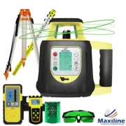 Digital Dual Grade Green Beam Rotary Laser Level FRE208G + Tripod Staff Video