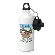 Beware Crazy Sloth Boy Sports Water Bottle Funny Joke Animal Lazy