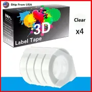 4-Clear Rolls Label Tape 3D Compatible for Dymo 20008 Dymo 15447 Label Makers