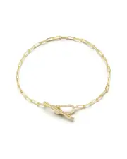 Glaze Jewelry 14K Over Silver CZ Paperclip Chain Bracelet