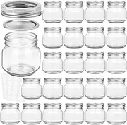 KAMOTA Mason Jars 8OZ with Regular Lids and Bands, Ideal for Jam, Honey, Wedding Favors, Shower Favors, Baby Foods, DIY Magnetic Spice Jars, 24 Pack, 30 Whiteboard Labels Included Silver