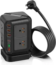 Power Strip Tower Surge Protector 8‑Outlet 3 USB‑A USB‑C Charging Station - NIB