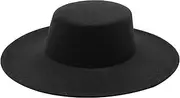 [FONSMAY] French Women's Caps Big Wide Brim Fedoras Cap Winter Wool Derby Wedding Jazz Hats Flat Top Felt Hat