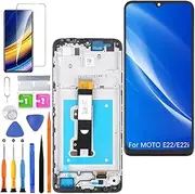 HLYGZX Replacement Original Display for Motorola Moto E22 / E22i LCD Screen, XT2239 Display Screen Touch Digitizer Assembly Repair Parts Kit (Black with Frame)