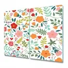 Glass Induction Ceramic Hob Cover Folk Vintage Floral Colourful 2x30x52