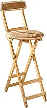 Rattan folding chair, bamboo frame and braided rattan seat and back, suitable for parties, restaurants, events, offices and commercial camping (Log Color Large 27 inches)