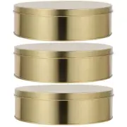 3pcs Cookie Tins Round Baking Cake Tins Candy Storage Jar Cookie Wrapping