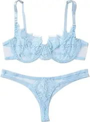 [Generic] Ladies Lingerie Underwear Sexy Lace Three Point Lingerie with Steel Ring Honeymoon Lingerie for Couple