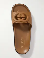 [Gucci] Gucci - Cutout Leather Slides - Brown - IT39.5 IT 39.5 Brown