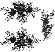 GORGECRAFT 3D Flower Pearl Sequence Lace Applique Computerized Embroidery Polyester Sew-On Sew On Wedding Dress Decoration Patches Sticker Accessories Sewing Tool for Clothing Black