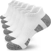 [srclo] Womens Black White Thick Warm Running Socks 6 Pairs Cushioned Winter Sports Walking Socks for Women Cotton Trainer Socks 4-7 Ladies Casual Nonslip Thermal Ankle Athletic Socks.