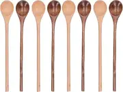 8 Pcs Wooden Utensil Set Wooden Spoon Beech Wood Safe Environmentally Friendly Wooden Serving Spoon Long Handle for Vairous Dishes