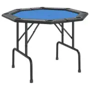 8-Player Poker Table Card Game Casino Tabletop Cup Holder Party Felt Blue
