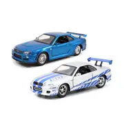 Jada 1:32 Scale Fast & Furious Brian's Nissan Skyline GT-R Twin Pack Diecast Model Car