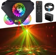 4 in 1 Disco Party Lights, 3 RGB Disco Lights+Red and Green Pattern Lamp Strobe