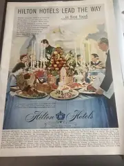 1957 Vintage Print Ad For Hilton Hotels. Original