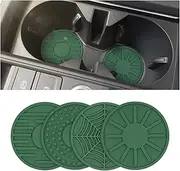 4 Pack Car Coasters, 2.68 Inch Anti-Slip Silicone Auto Insert Cup Coaster, Non-Slip Vehicle Cup Mats, Green