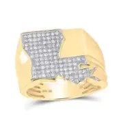 0.50cttw Diamond Louisiana Cluster Mens Ring 10k Yellow Gold Band