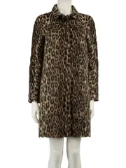 Brown Wool Brushed Leopard Print Coat