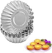 KDDOM 10 Pcs Stainless Steel Mini Tart/Pie Pans Reusable Tartlet Cupcake Baking Mold for Pies Baking Tool Non Stick