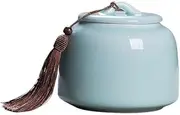 Kitchen Container Ceramic Tea Canister With Airtight Lid Storage Container Tins For Tea, Coffee, Nuts, Herb, Spice, Sugar For Loose Tea(Blue)