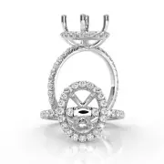 Diamond Engagement Oval Cut Proposed Halo Pave Ring Platinum 950 Semi Mount 1Ct.