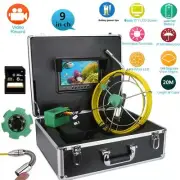 9"LCD Pipe Inspection HD Video Camera 6W LED IP68 Drain Pipe Sewer 8GB TF Card
