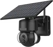 TUYA Solar PTZ IP Camera Outdoor Solar Panel Surveillance Security Camera Home Camera(Black add Alexa 128G)