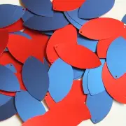 Navette Leaf Sequin 1.5" Red Blue Matte Silk Frost