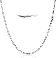 [LOCCY] Men Sturdy Snake Chain Necklace, 2/3/4mm Mens Snake Chain Stainless Steel Silver Black Round Snake Necklace for Men Women, 18" 20" 22" 24" 26" 28" Length