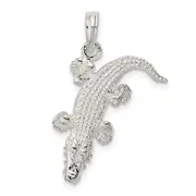 Sterling Silver De-Ani Rhodium-Plated Polished 3D Alligator Pendant