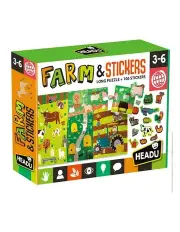 [Headu] Puzzle And Stickers The Farm Fun Play Activity Game 25cm 3y+