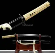 T10 Steel Clay Tempered Wakizashi Japanese Samurai Sword Real Hamon for Battle