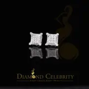 Square White 925 Silver Screw Back 1.05ct Cubic Zirconia Women Stud Earrings