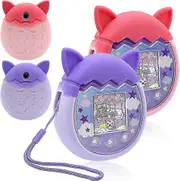 Tamagotchi Pix Silicone Case with Strap - Protective Cover for Virtual Pet Game Machine Purple 1pcs